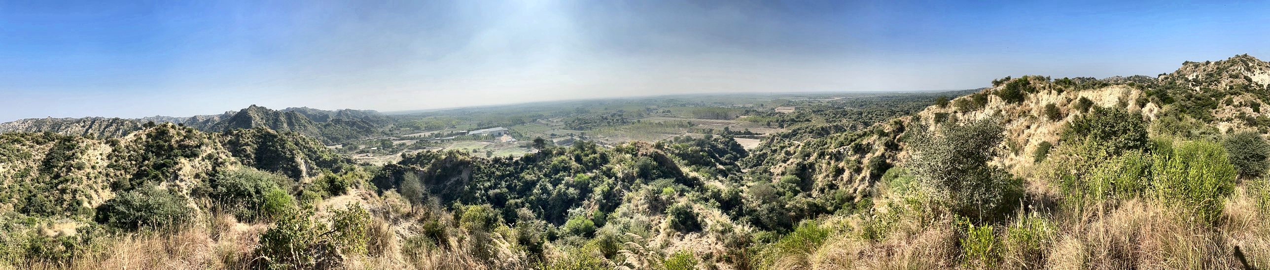 Panorama from the hill at WB Farm over the Shivalik foothills and the plain